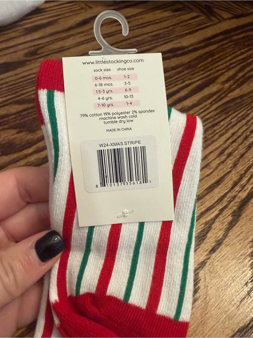Little Stocking Company Christmas Stripe Knee High Socks Size 4-6 Years